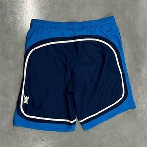 Vintage Nike Silver Tag Swim Trunks 2XL Blue White Trim 90s Y2K‎ Shorts